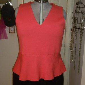 Ann Taylor Coral Sleeveless Peplum Top